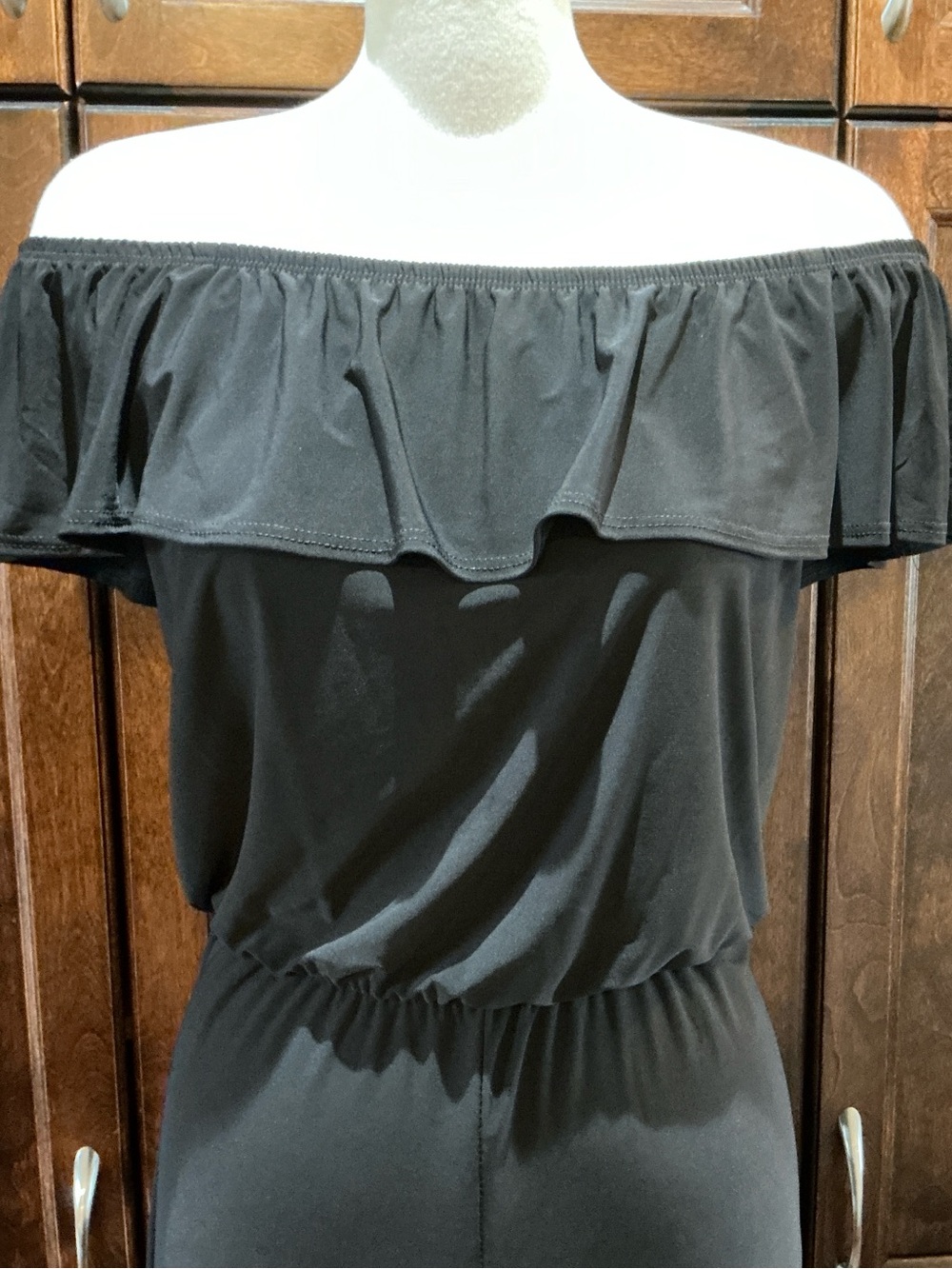 Hybrid Apparel Black Off-Shoulder Ruffle Jumpsuit